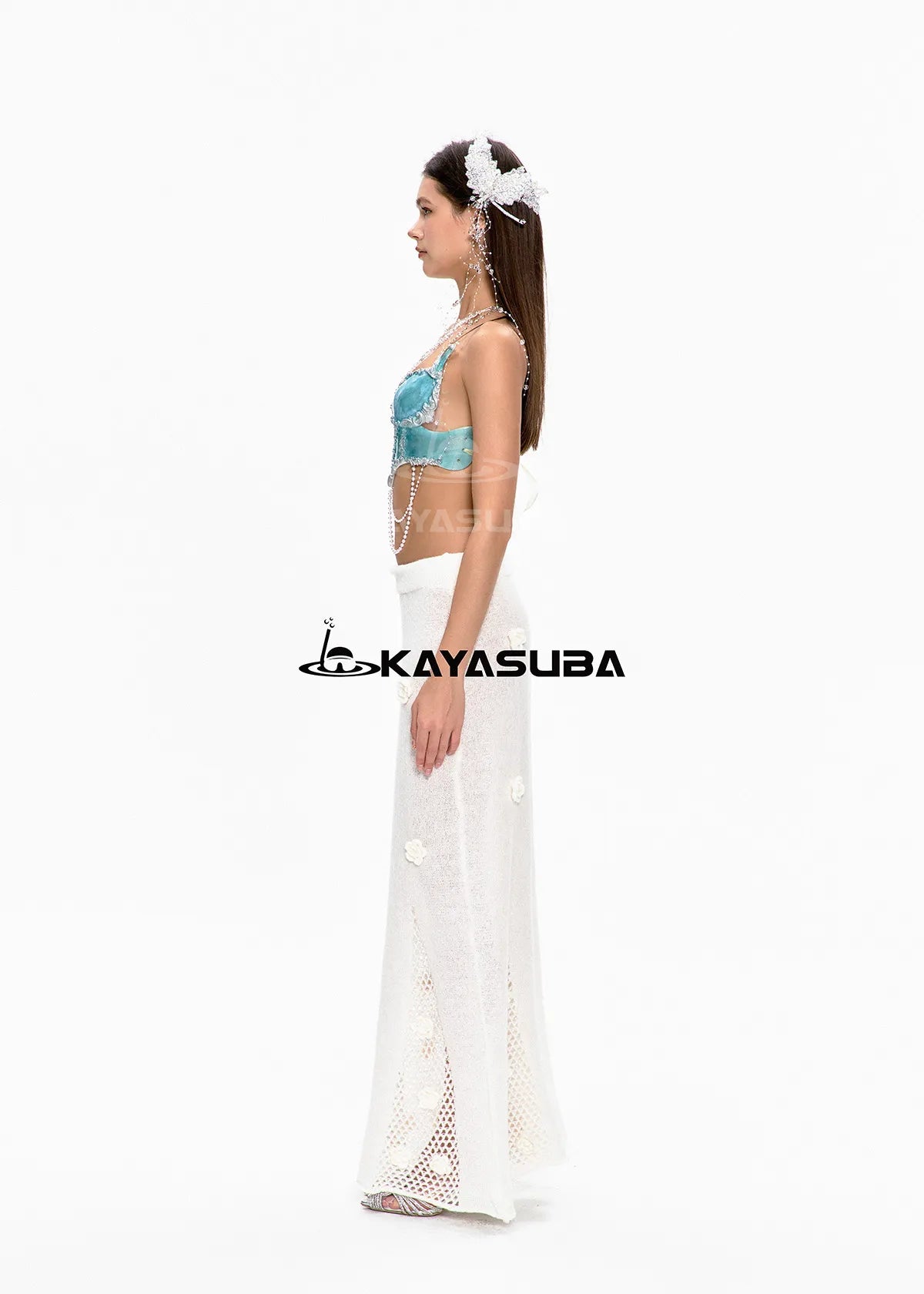 CELADON BLUE COSPLAY COSTUME RESIN MERMAID PORCELAIN CORSET BRA TOP