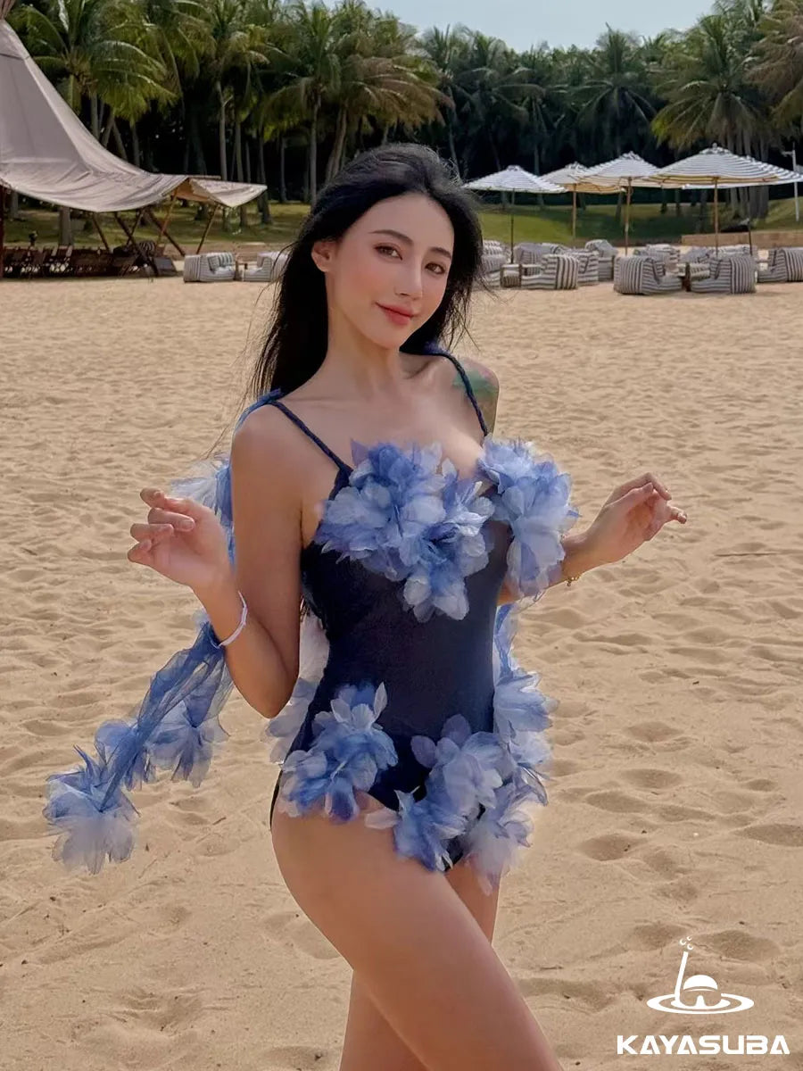 CRUSHED ICE SWIMWEAR FLORAL BIKINI SHEER BEACHWEAR SEXY ONE-PIECE SWIMSUIT SUMMER VACATION OUTFIT