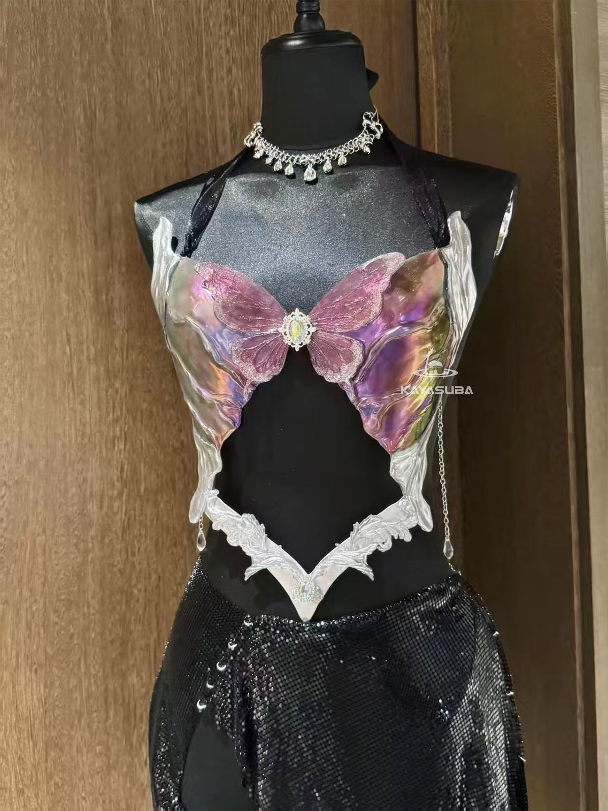 PALE PURPLE MERMAID TAIL DIVING AQUARIUM PHOTOGRAPHY SWIMSUIT FISH SKIN+MERMAID CORSET BRA TOP SET