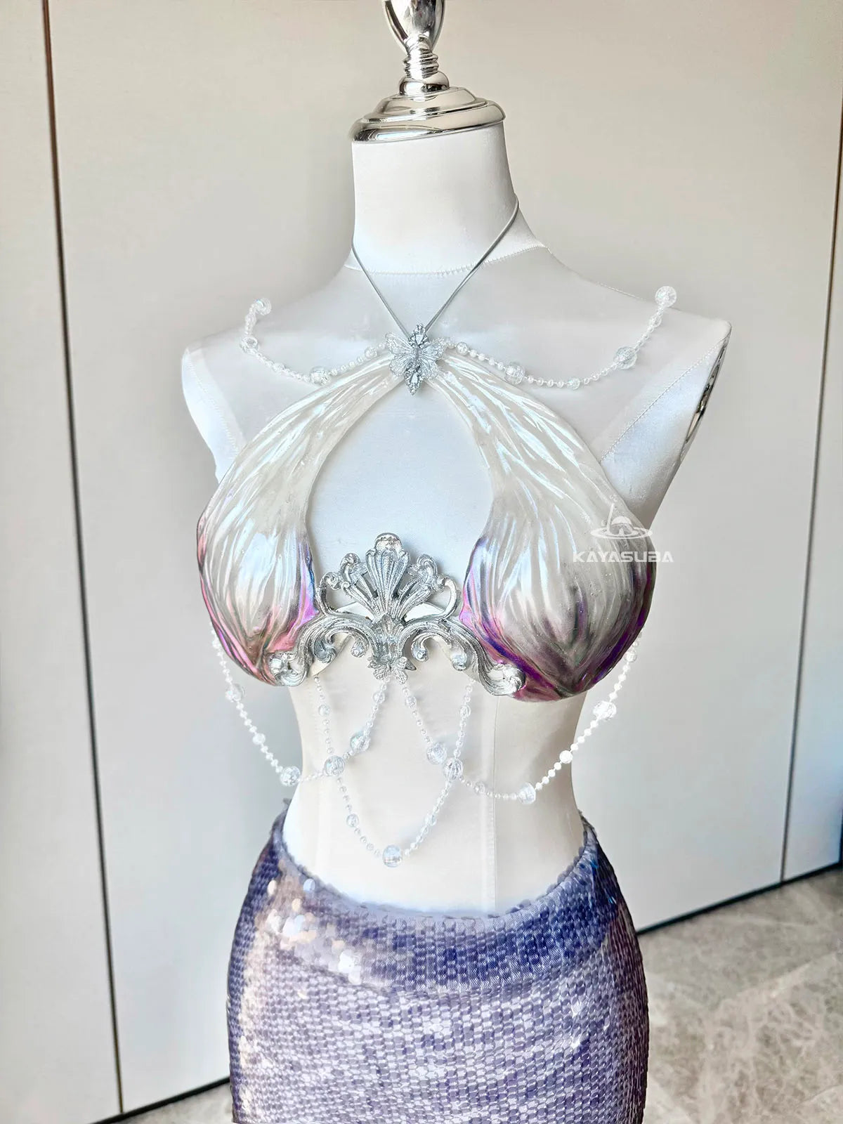 WISTERIA GRAY COSPLAY COSTUME RESIN MERMAID PORCELAIN CORSET BRA TOP SET