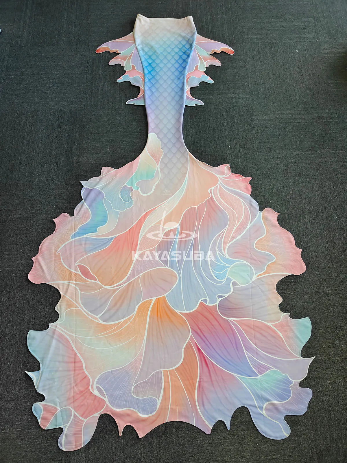 BLOOM ORANGE MERMAID TAIL DIVING AQUARIUM PHOTOGRAPHY SWIMSUIT FISH SKIN+MERMAID CORSET BRA TOP SET