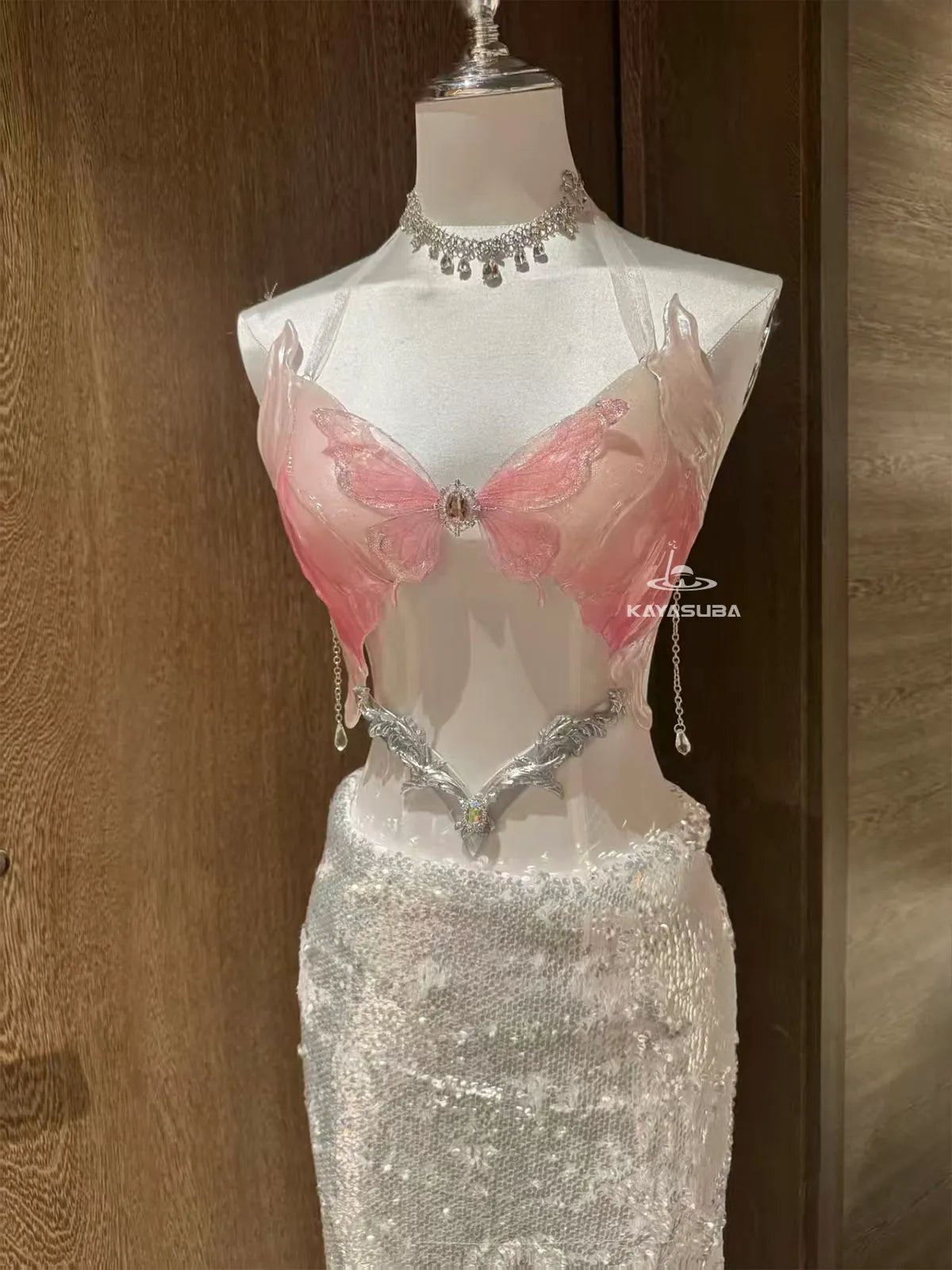 PALE PINK COSPLAY COSTUME RESIN MERMAID PORCELAIN CORSET BRA TOP