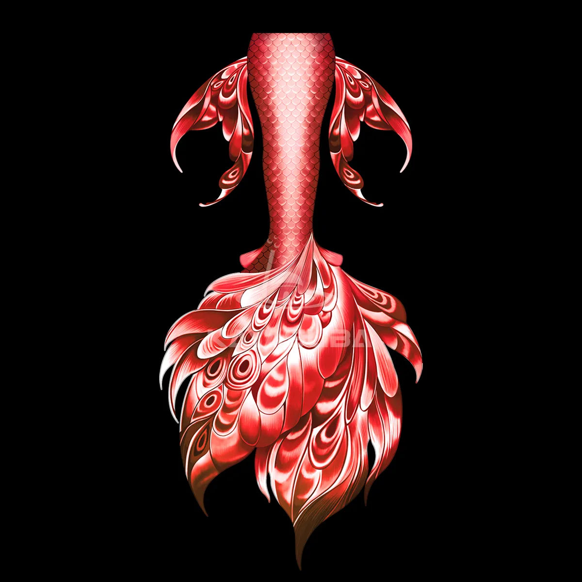 PALE RED MERMAID TAIL DIVING AQUARIUM PHOTOGRAPHY SWIMSUIT FISH SKIN+MERMAID CORSET BRA TOP SET