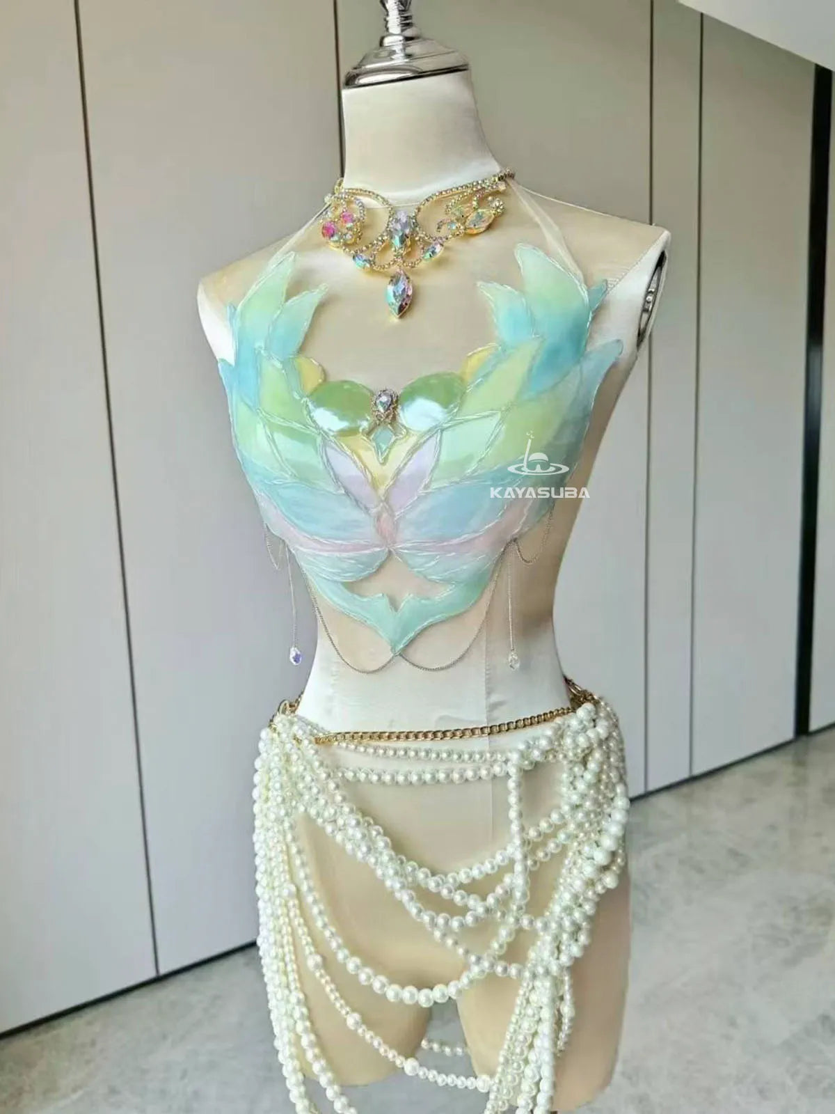 FLUXBLUE MERMAID TAIL DIVING AQUARIUM PHOTOGRAPHY SWIMSUIT FISH SKIN+MERMAID CORSET BRA TOP SET