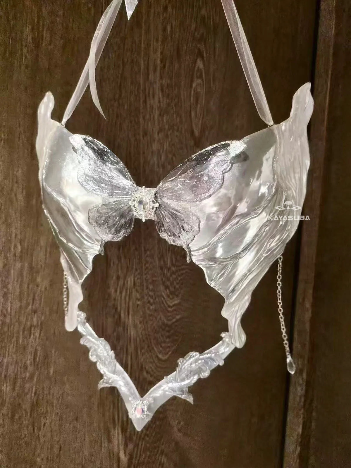 PALE SILVER COSPLAY COSTUME RESIN MERMAID PORCELAIN CORSET BRA TOP SET