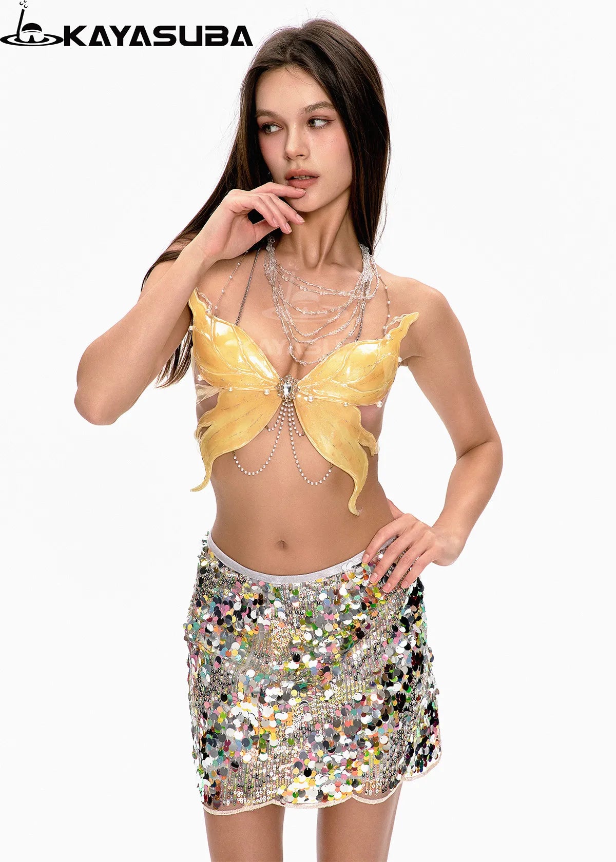 AMETHYSTINE GOLDEN COSPLAY COSTUME RESIN MERMAID PORCELAIN CORSET BRA TOP