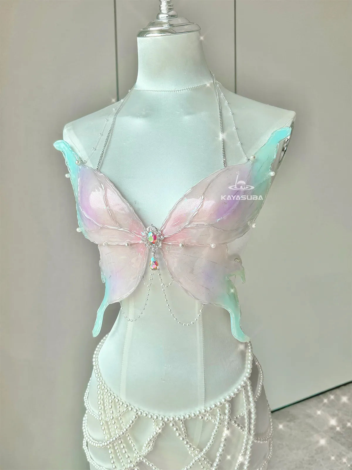 AMETHYSTINE FROSTED PINK COSPLAY COSTUME RESIN MERMAID PORCELAIN CORSET BRA TOP