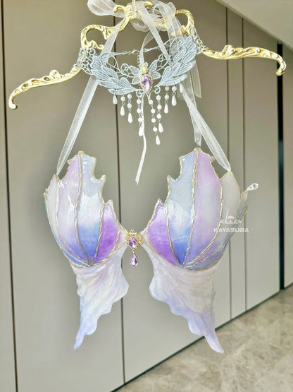 LAVENDER PURPLE COSPLAY COSTUME RESIN MERMAID PORCELAIN CORSET BRA TOP