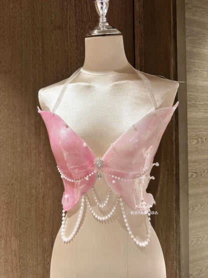 PEARLBUTTERFLY COSPLAY COSTUME RESIN MERMAID PORCELAIN CORSET BRA TOP