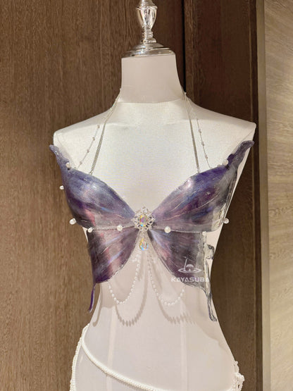 AMETHYSTINE PURPLE COSPLAY COSTUME RESIN MERMAID PORCELAIN CORSET BRA TOP