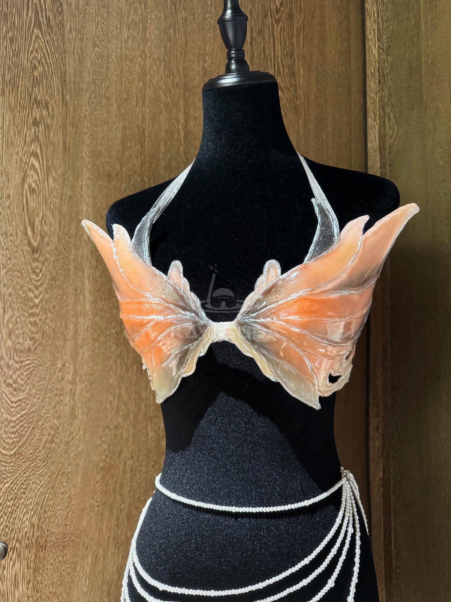 CATALPA ORANGE MERMAID TAIL DIVING AQUARIUM PHOTOGRAPHY SWIMSUIT FISH SKIN+MERMAID CORSET BRA TOP SET PATENT-PROTECTION