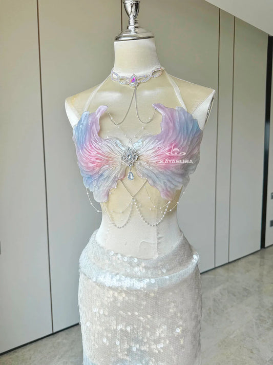 BLOOM ORANGE  COSPLAY COSTUME RESIN MERMAID PORCELAIN CORSET BRA TOP
