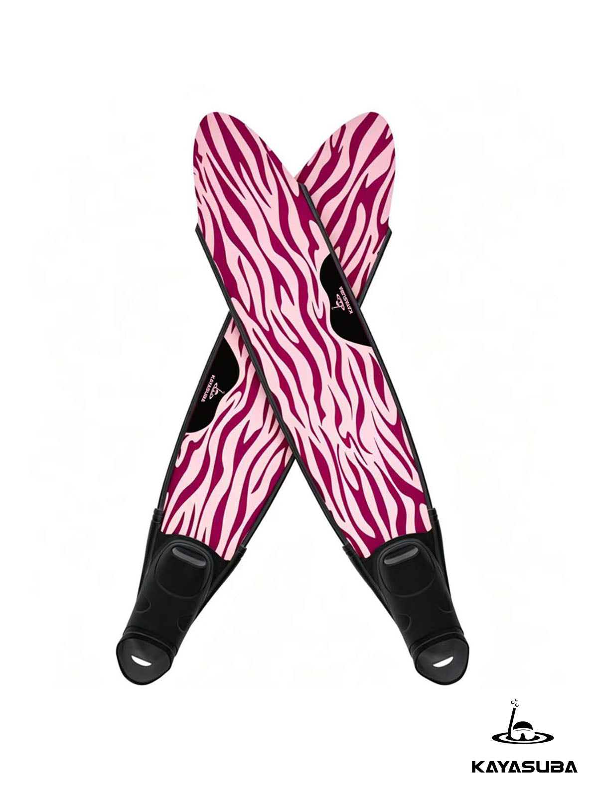 KAYASUBA WILD FLAME  PINK CARBON FIBER FREEDIVING LONG FINS WITH FOOT POCKETS