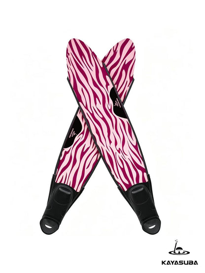 KAYASUBA WILD FLAME  PINK CARBON FIBER FREEDIVING LONG FINS WITH FOOT POCKETS