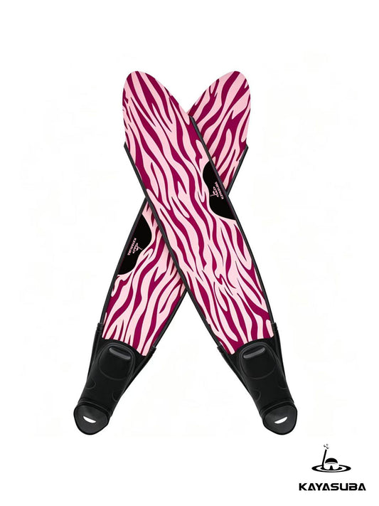 KAYASUBA WILD FLAME  PINK CARBON FIBER FREEDIVING LONG FINS WITH FOOT POCKETS