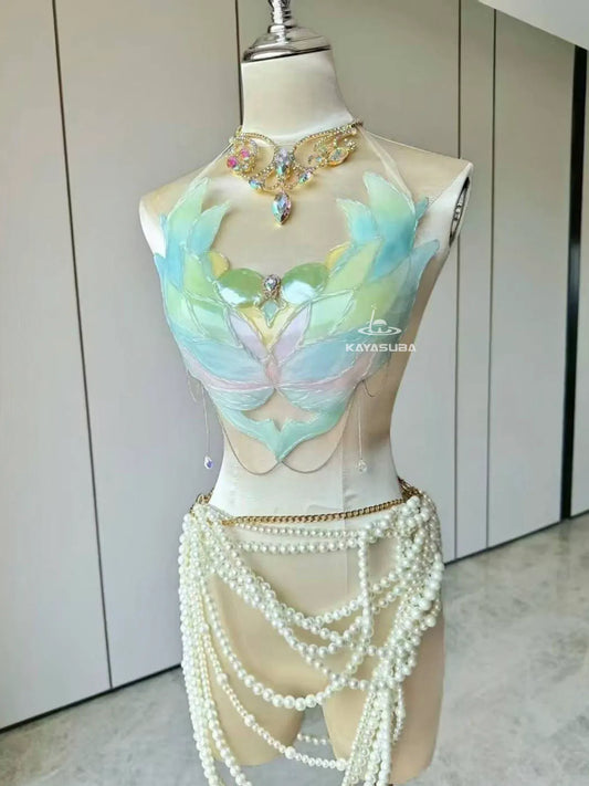 FLUXBLUE COSPLAY COSTUME RESIN MERMAID PORCELAIN CORSET BRA TOP