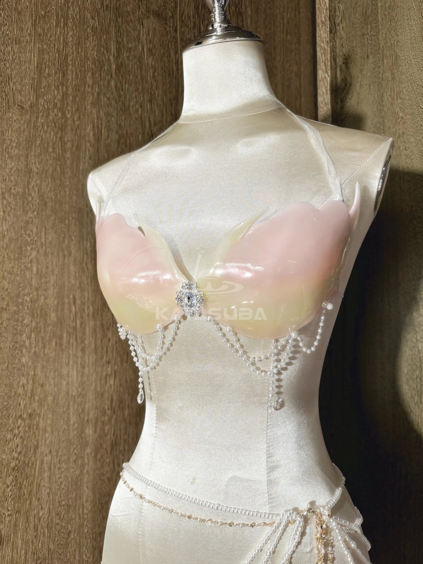 BILLOWY PINK CLOUD COSPLAY COSTUME RESIN MERMAID PORCELAIN CORSET BRA TOP