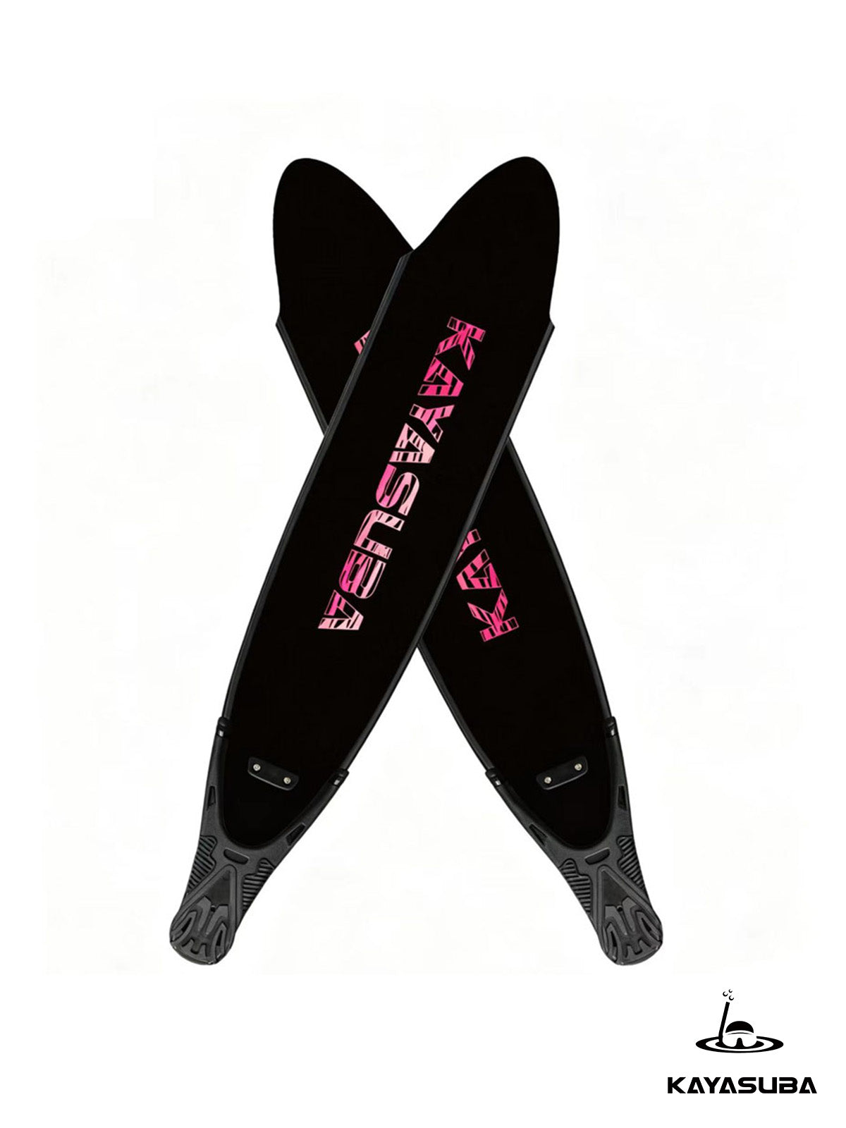 KAYASUBA WILD FLAME  PINK CARBON FIBER FREEDIVING LONG FINS WITH FOOT POCKETS