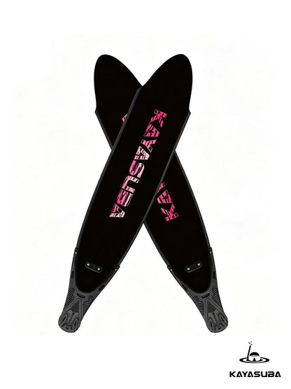 KAYASUBA WILD FLAME  PINK CARBON FIBER FREEDIVING LONG FINS WITH FOOT POCKETS
