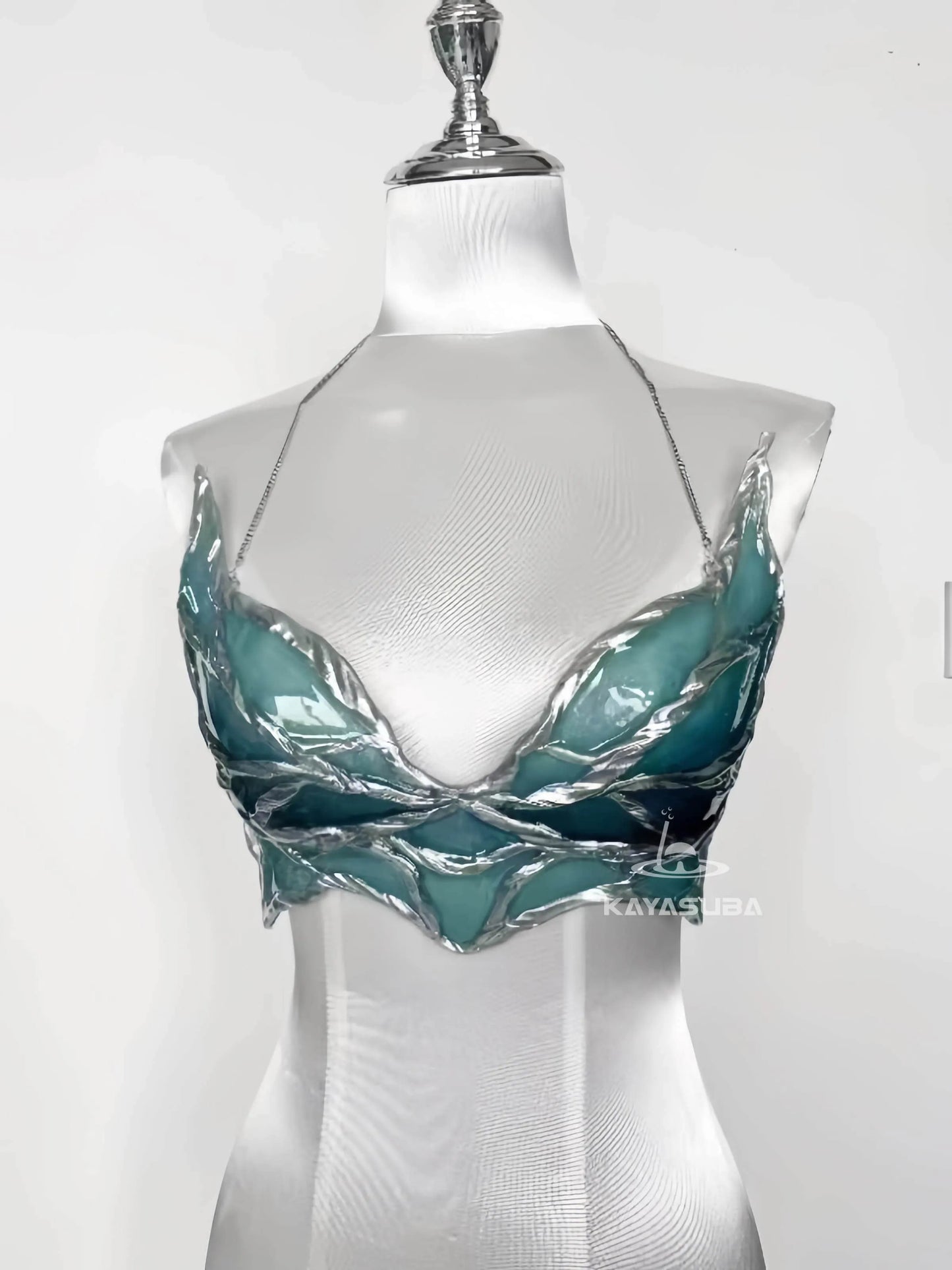 BROCADE GRAY COSPLAY COSTUME RESIN MERMAID PORCELAIN CORSET BRA TOP