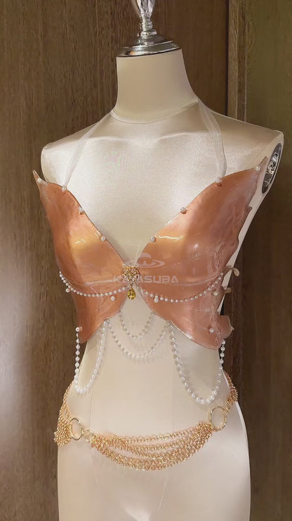 AURORABUTTERFLY COSPLAY COSTUME RESIN MERMAID PORCELAIN CORSET BRA TOP